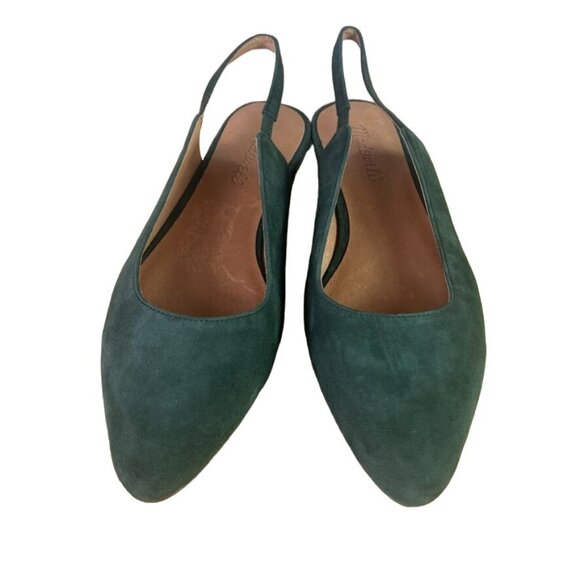 Madewell Shoes - Madewell The Margot Slingback Flat Green Suede Leather Pointed Toe 7.5